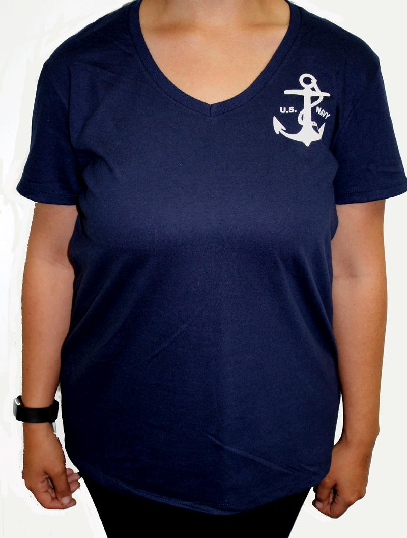 Women's Navy V-Neck T-Shirt - Tin Can Sailors